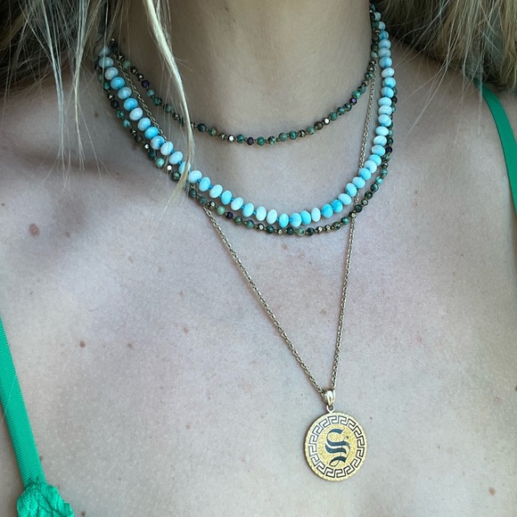 Handmade hand knotted long double layer African turquoise gemstone necklace - Picture 6 of 9